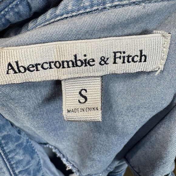 Abercrombie and Fitch Y2k Denim Shirt Mini Dress Sz S Sleeveless Preppy Casual - Picture 7 of 8